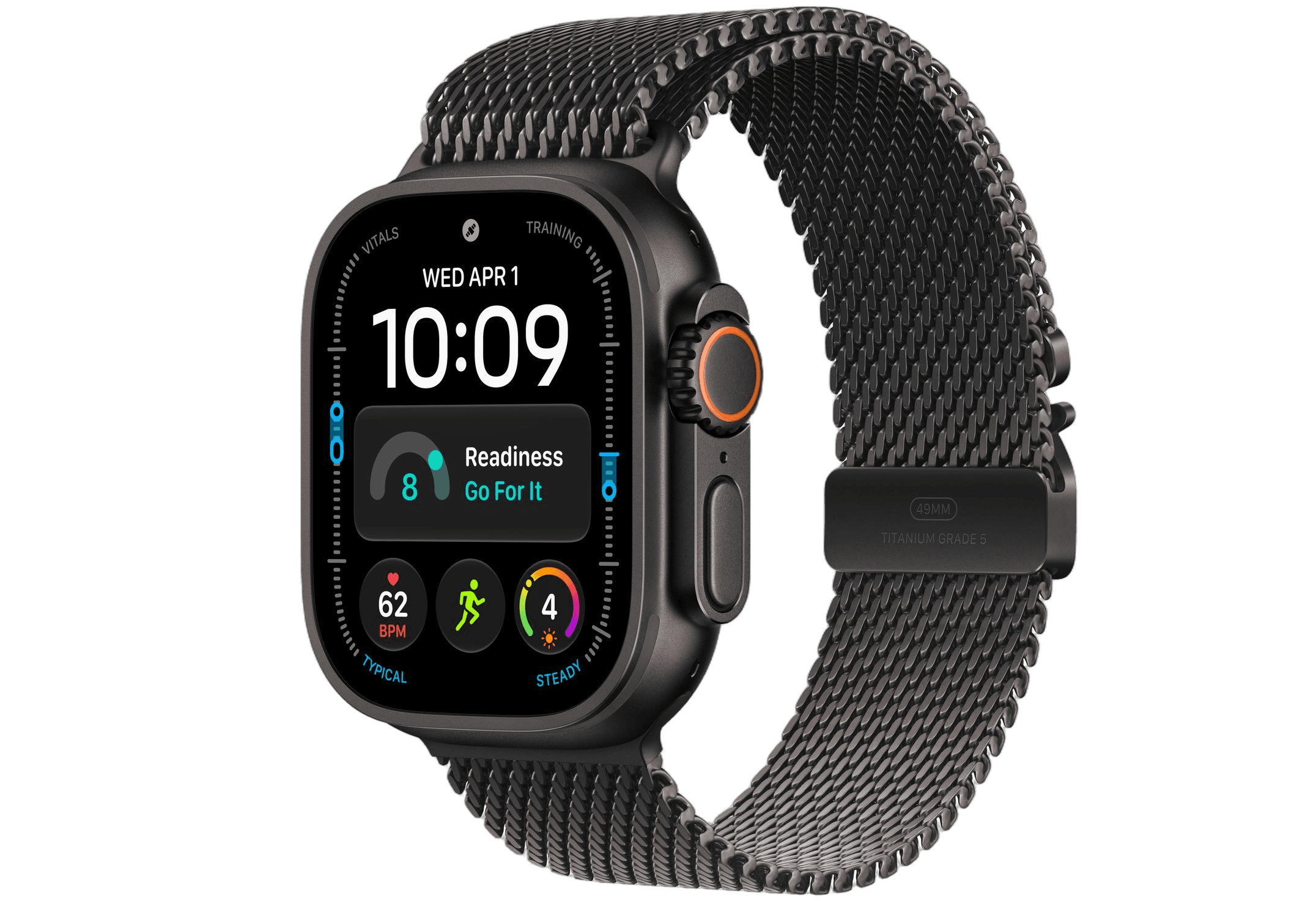 Apple Watch Ultra 4 49 мм GPS + Cellular — цвет: чёрный; Titanium Milanese Loop, чёрный, Small