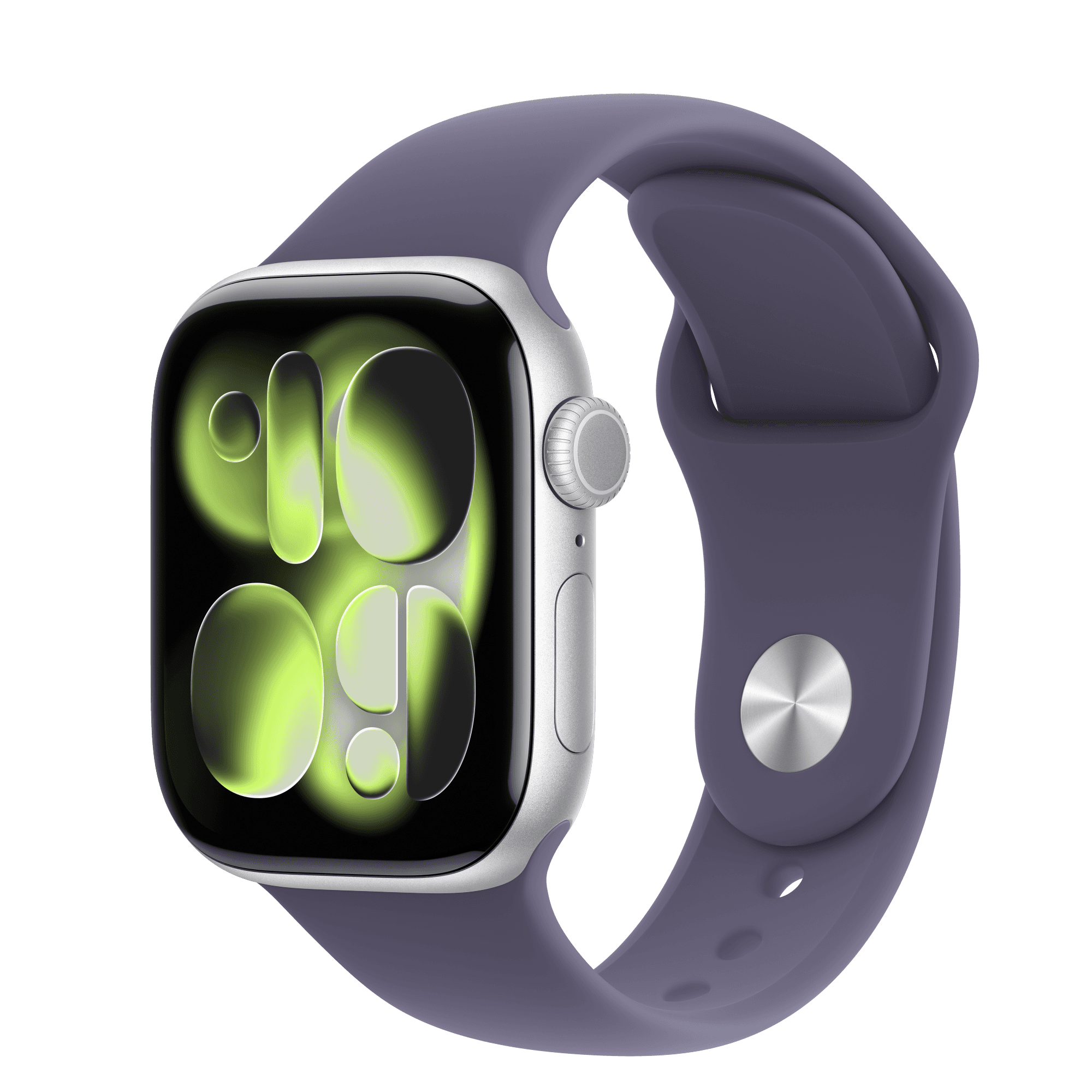 Умные часы Apple Watch Series 11 42 мм GPS + Cellular — цвет: серебристый, ремешок Sport Band, сиреневый туман (Purple Fog), M/L