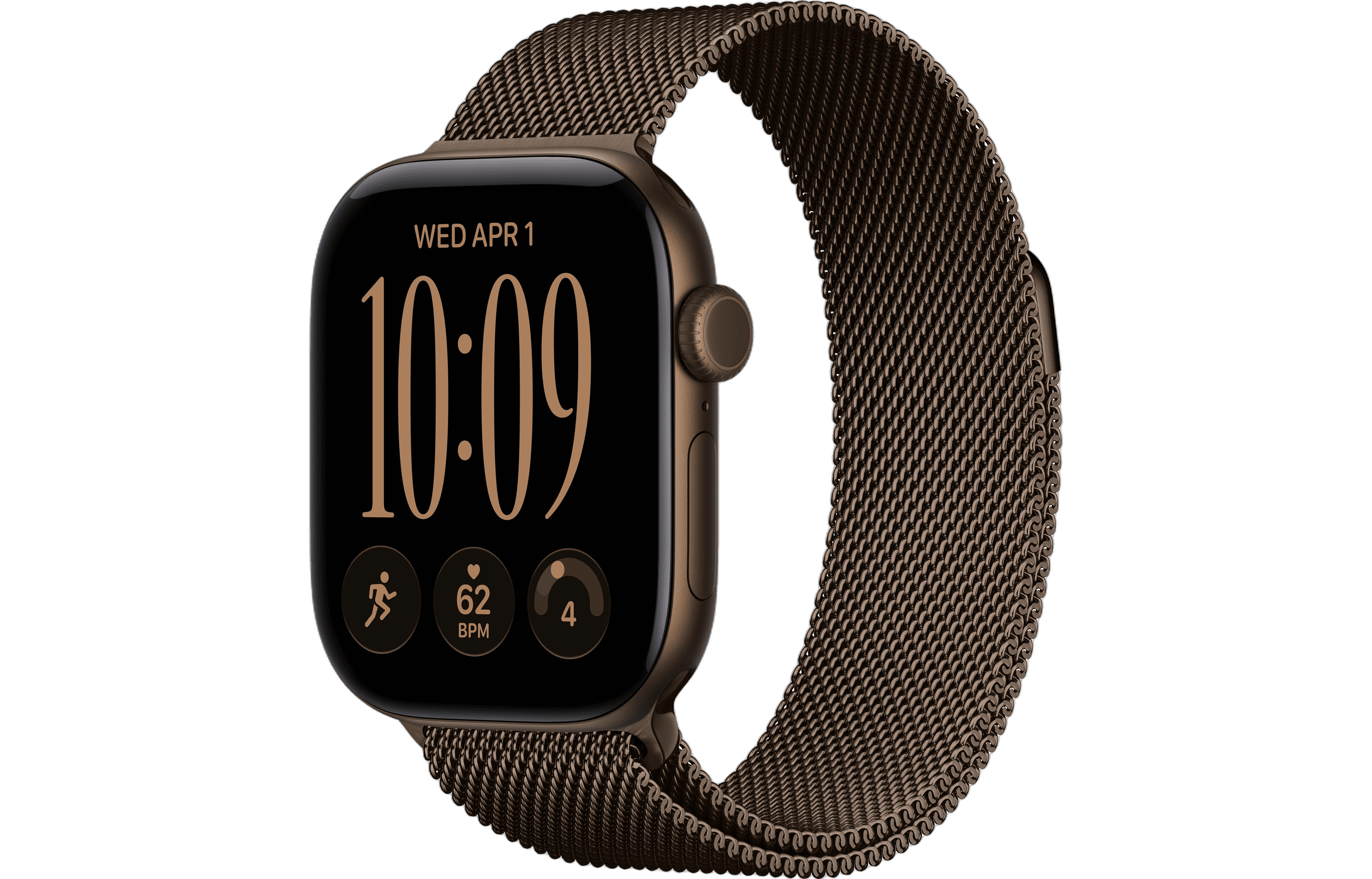 Apple Watch Series 12 42 мм GPS — цвет: тёмная бронза, алюминий; Milanese Loop, тёмная бронза, единый размер