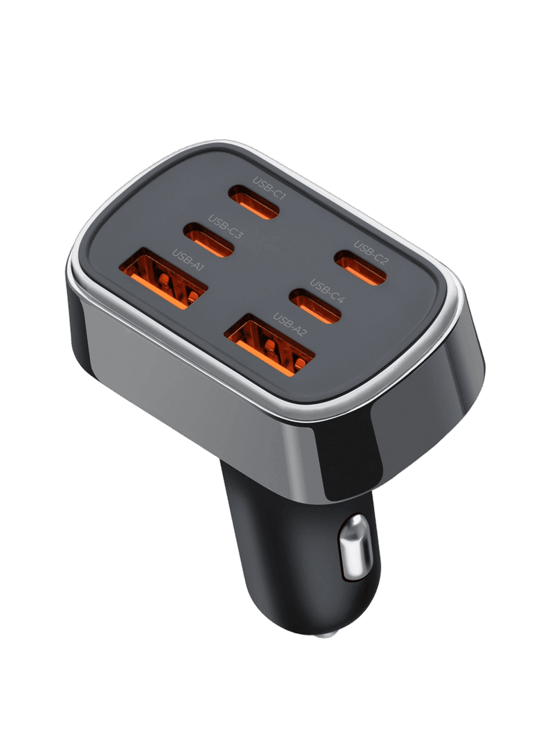 Автомобильное зарядное устройство Deppa 11226, 105 Вт, 2 USB-A + 4 USB-C, чёрное