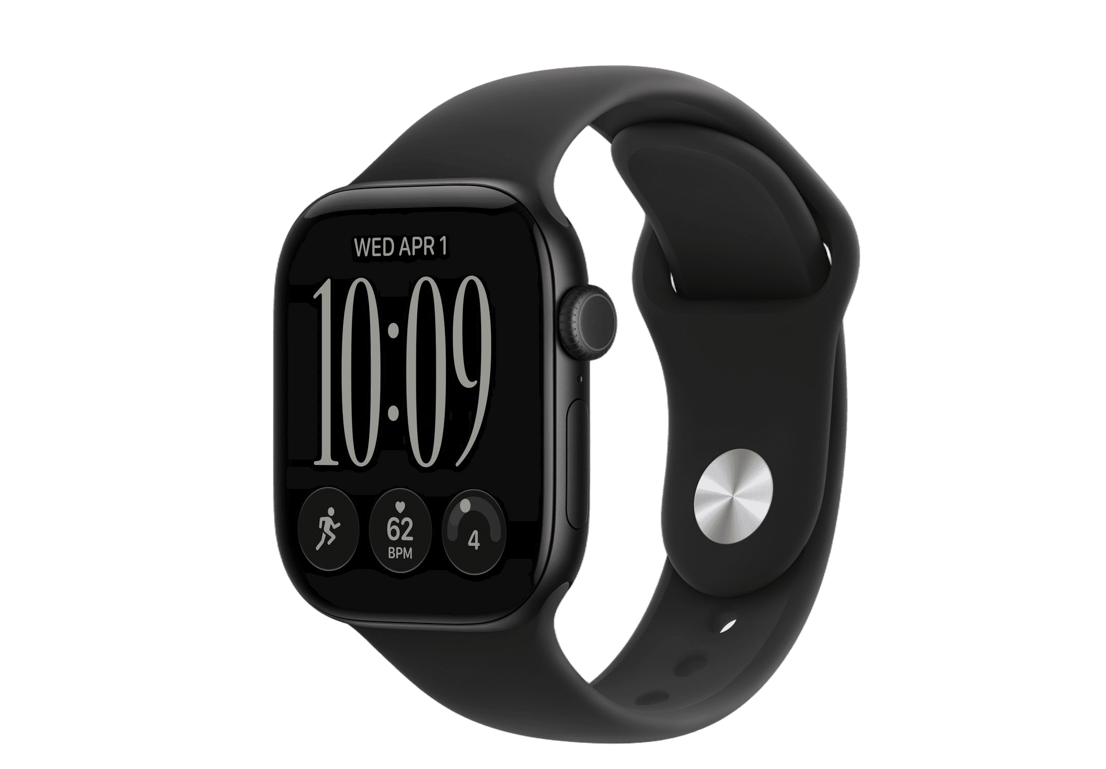 Apple Watch Series 12 42 мм GPS — цвет: чёрный, алюминий; Sport Band, чёрный, S/M