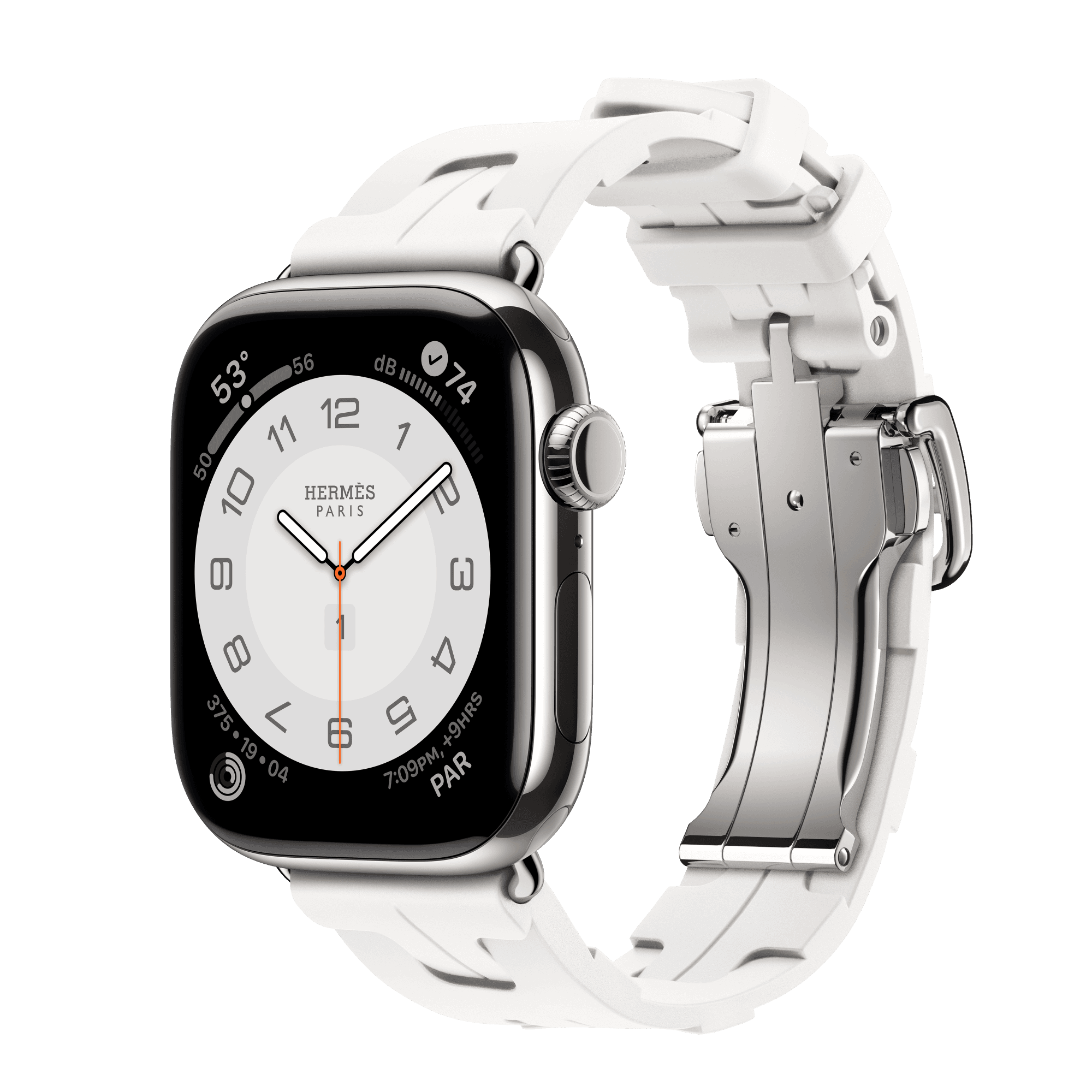 Умные часы Apple Watch Hermès Series 11 42 мм GPS + Cellular — цвет: серебристый, ремешок Hermès Kilim Single Tour, белый (Blanc), единый размер
