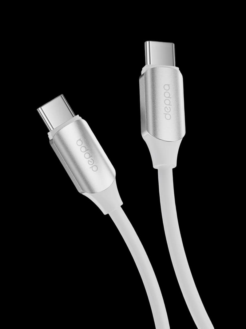 Дата-кабель USB-C - USB-C, 100Вт, 1,5м, белый Silk — Deppa 72558