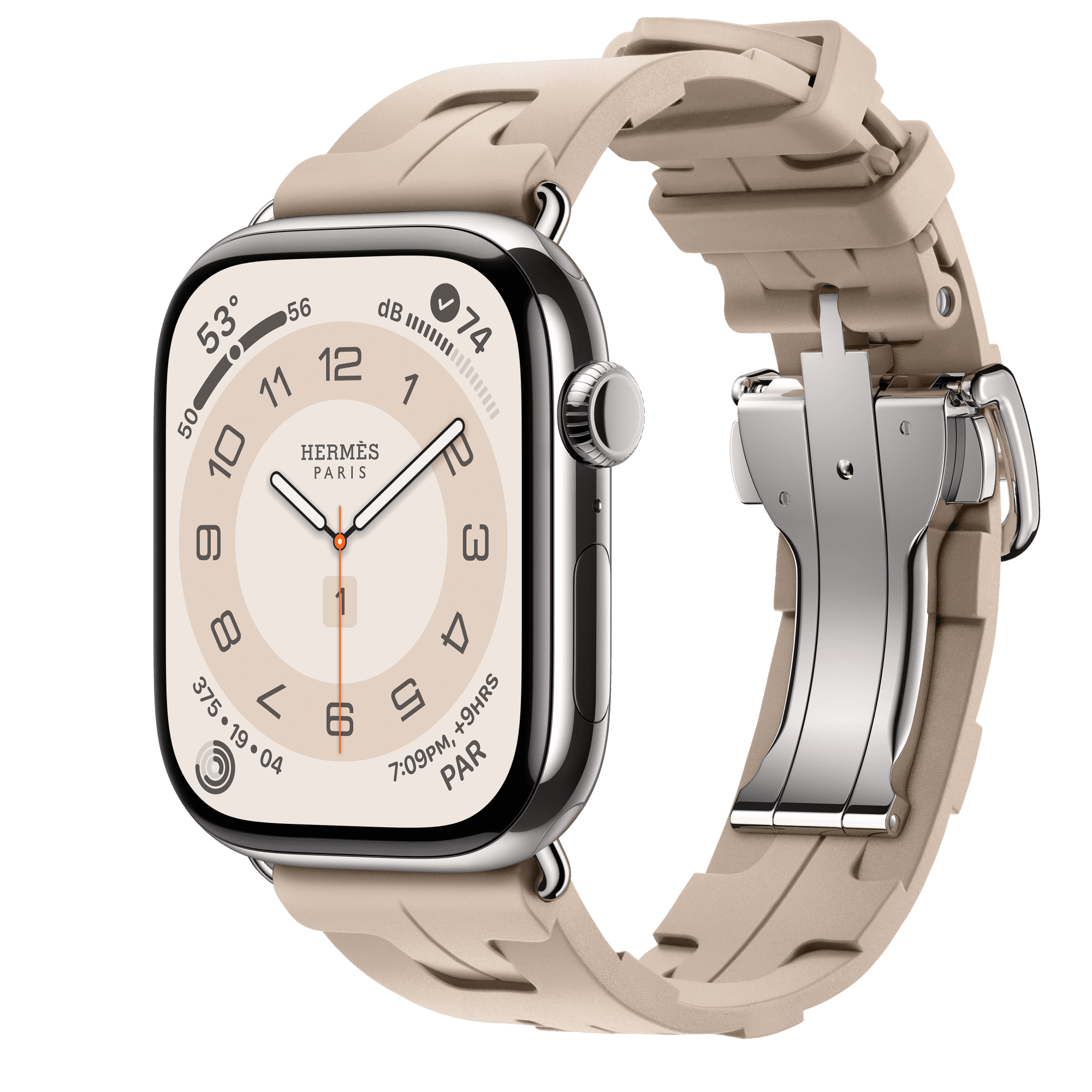Умные часы Apple Watch Hermès Series 11 46 мм GPS + Cellular — цвет: серебристый, ремешок Hermès Kilim Single Tour, серо-бежевый (Grège), единый размер