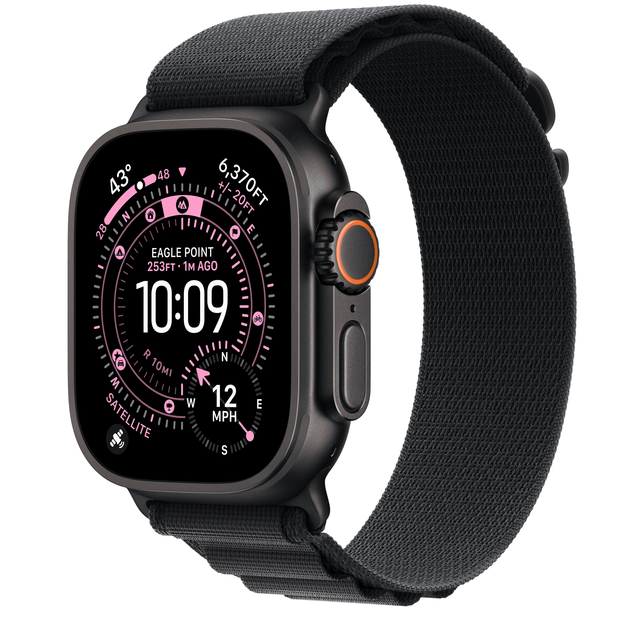 Умные часы Apple Watch Ultra 3 49 мм, цвет: чёрный титан, ремешок Alpine Loop чёрный, Small (малый)