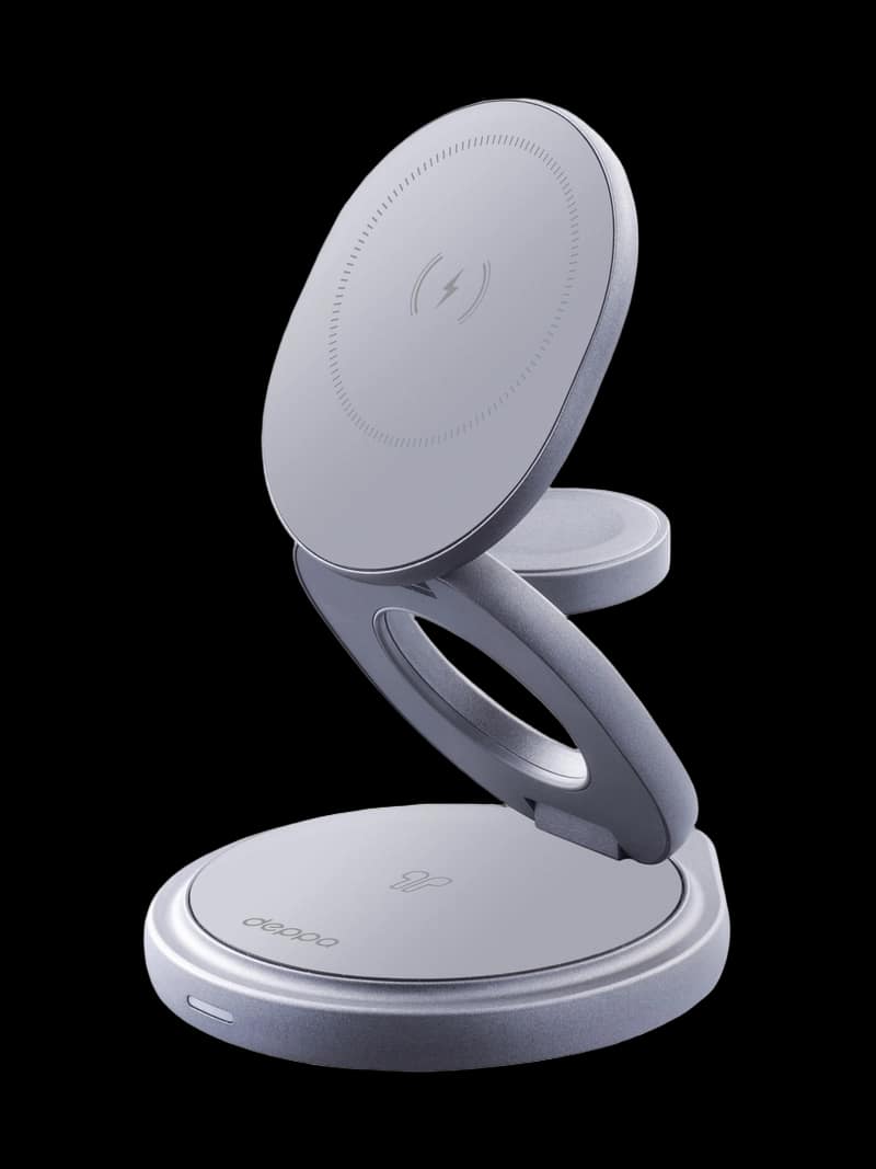 Беспроводная зарядная станция 3 в 1 MagSafe Rotation QI складная, графит — Deppa 23161