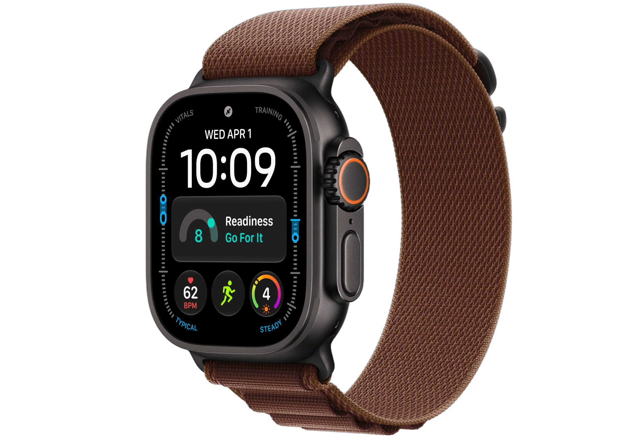 Apple Watch Ultra 4 49 мм GPS + Cellular — цвет: чёрный; Alpine Loop, бургунди, Medium