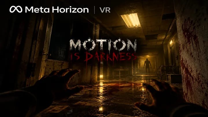 Motion Is Darkness VR — официальная обложка хоррора с тёмным больничным коридором.