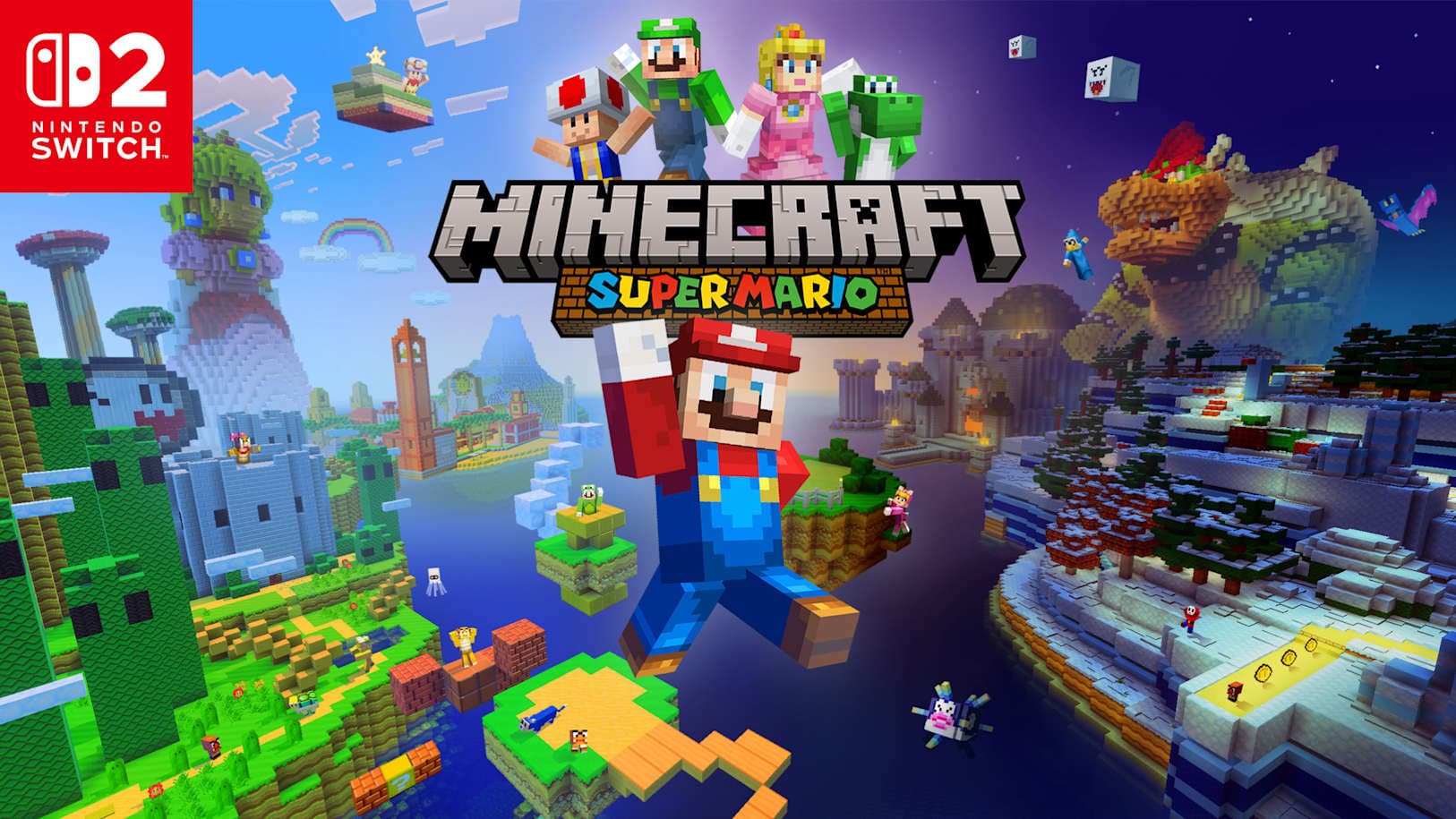 Minecraft с героями Super Mario для Nintendo Switch 2. Официальная иллюстрация Nintendo.