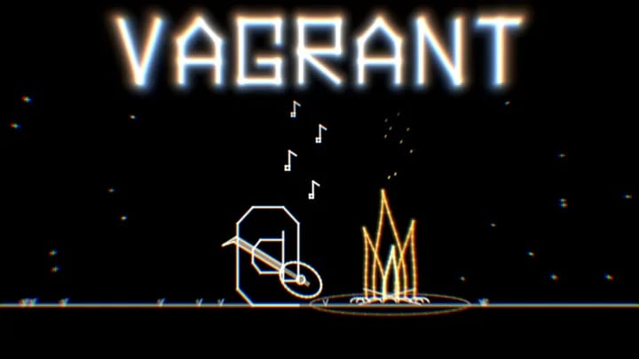 Официальная обложка Vagrant: векторный персонаж у костра под названием игры.